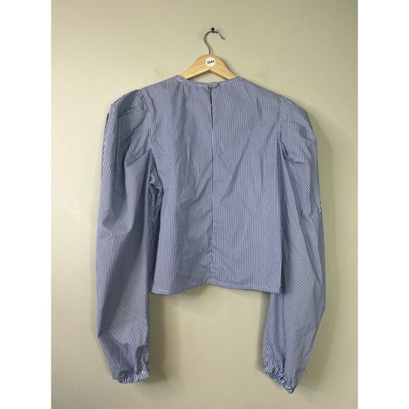 NWT The Femm Poplin Lightweight Puff Sleeves Luella Blouse Blue Size: Small - Picture 8 of 10